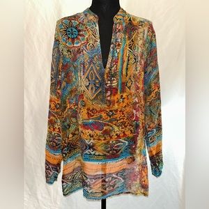 Chicos plus size 2 silk sheer multicolored tunic